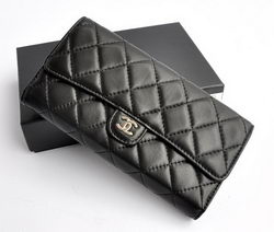 High Quality Chanel Lambskin Leather Clutch Wallet 31504 Black